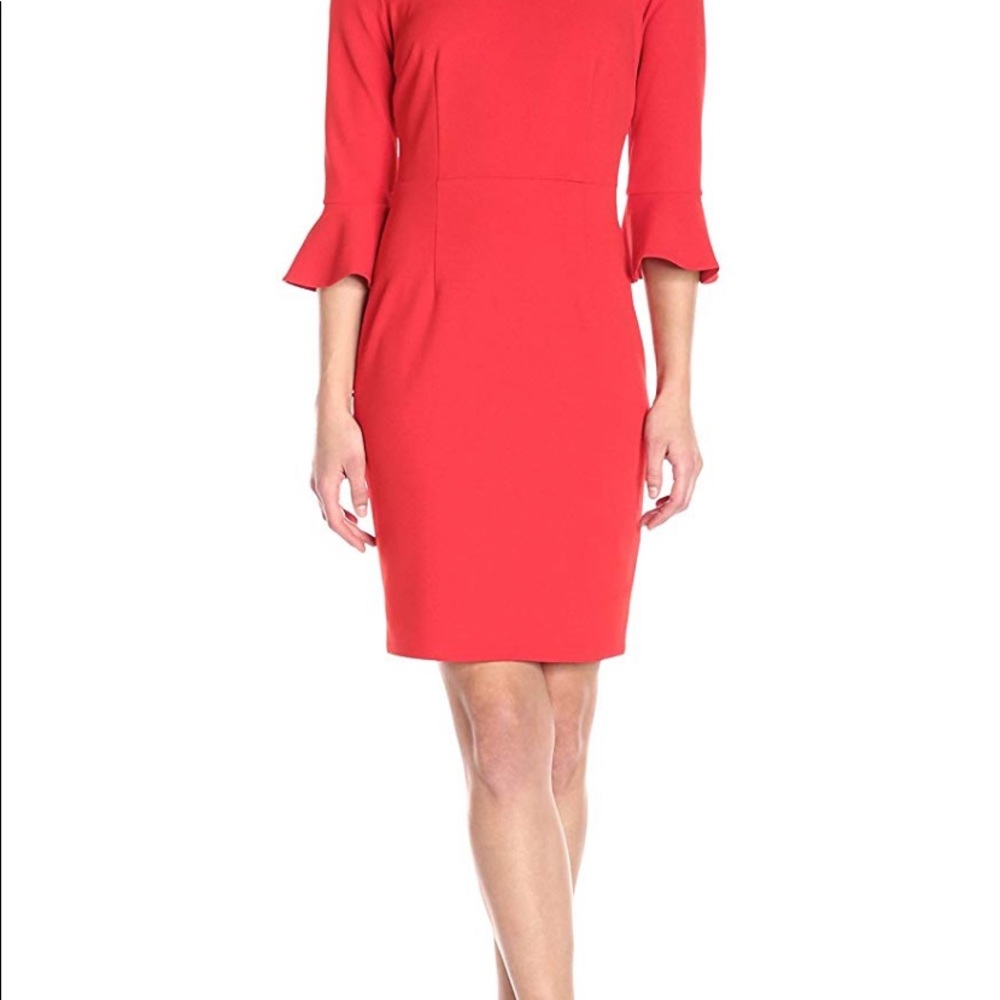 Donna Morgan 3/4 Elbow Flutter Sleeve Sheath Dress - Picture 3 of 8